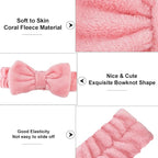 Casoty 6 Pcs Skincare Spa Headband Make Up Headbands, Bow Hair Band, Soft Coral - Image 7