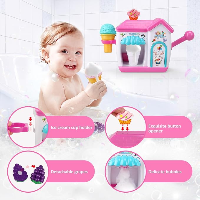 Gretex Toddler Bath Toys for 3 4 5 6 7 8 Years Old Girls, Bubble Ice Cream - Image 8