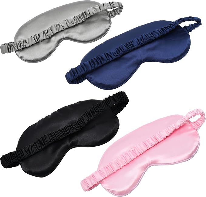 LERSVICVIL Sleep Masks 4 Pack Silky Eye Cover Soft Satin Blindfold Elastic - Image 2