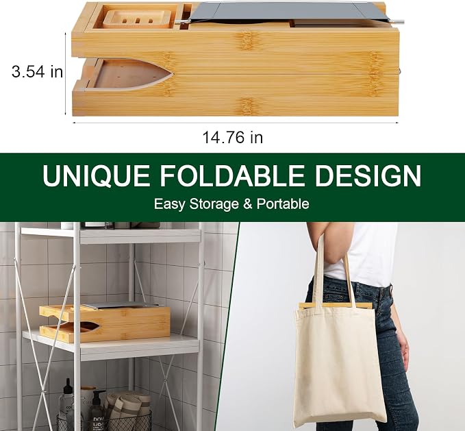 Bamboo Bathtub Caddy Tray Expandable - Image 5