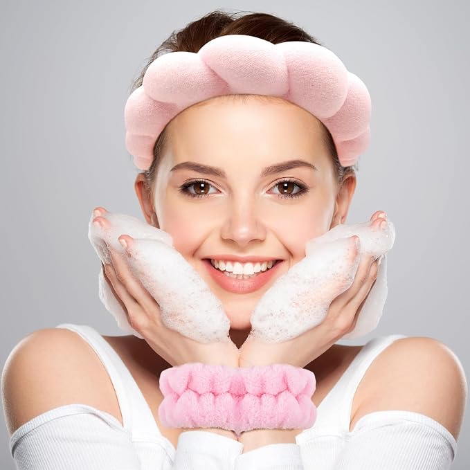 Zkptops Spa Headband for Washing Face Wristband Sponge Makeup Skincare Headband - Image 2
