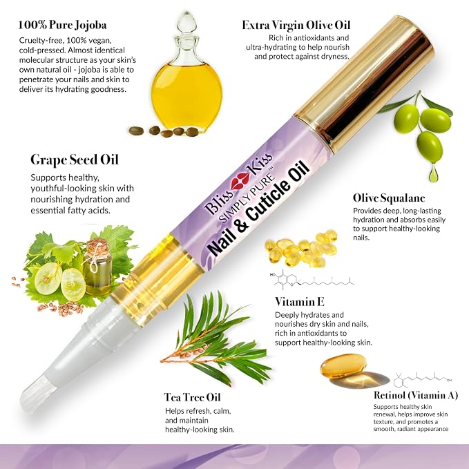 Bliss Kiss | 1 Lavender Vanilla | Nail Oil Cuticle Pen w/Vitamin E & - Image 2