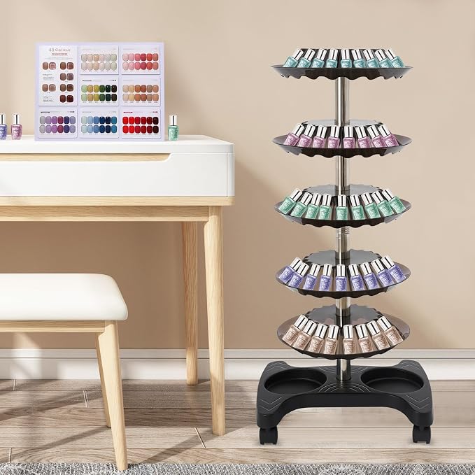 Nail Polish Trolley Organizer, 5 Tiers 360° Rotating Tray Nail Polish Spinning - Image 9