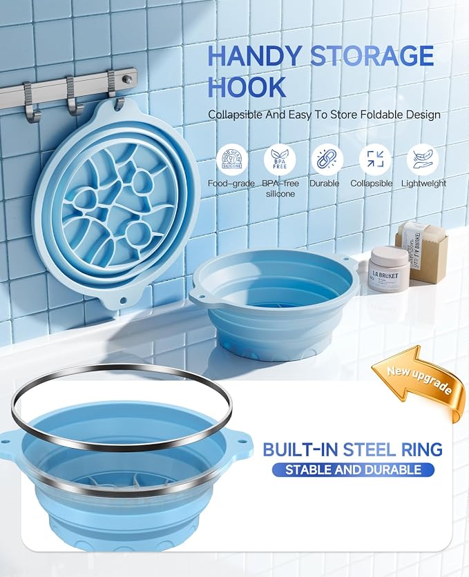 Face Ice Bath Bowl with Built-in Ice Tray, Foldable Silicone Face Bowl - Image 3