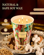 M&SENSE Large Watermelon Scented Soy Candle, 35oz 150 Hours 3-Wick Clean Burning - Image 4