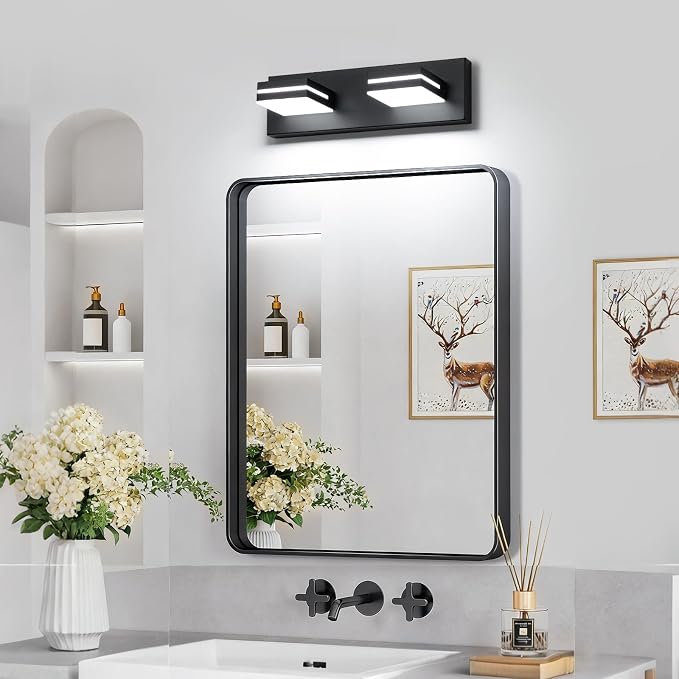SineRise LED Modern Bathroom Vanity Light Fixtures, Matte Black Modern Acrylic - Image 5