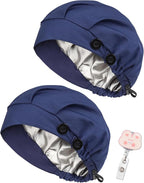 2 Pack Satin Lined Bouffant Scrub Caps by Yuest