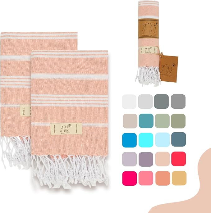 Hand Towels - Set of 2, Decorative Peshtemal Cotton Hand Towels by YAZZTURKISHCOTTON