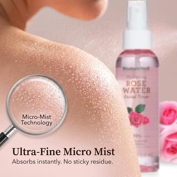 NATURE WELL Rose Water Hydrating Facial Toner Mist - Image 6