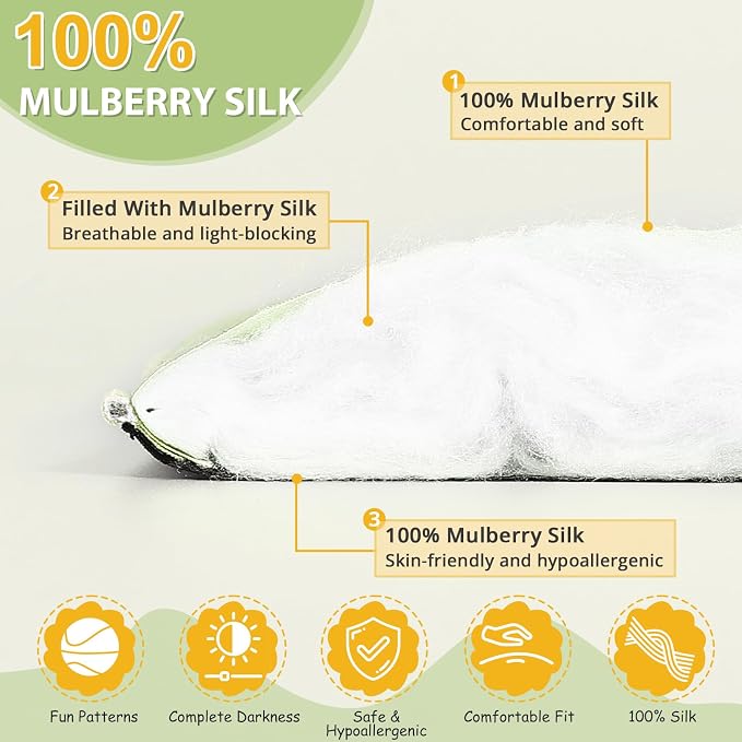 Kids Silk Sleep Mask – 100% Mulberry Silk Eye Cover, Kid Eye Mask - Image 3