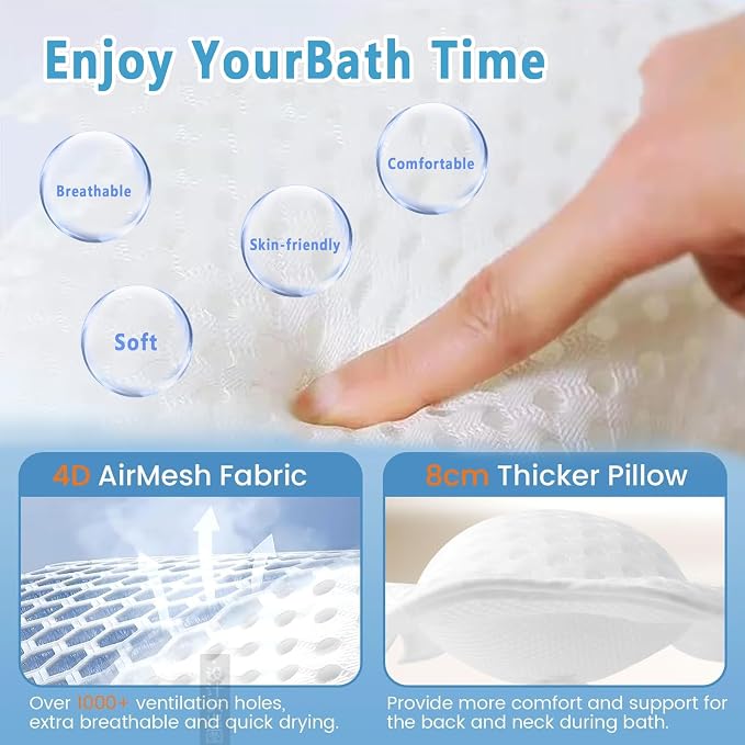 Luxury Bathtub Pillow, 4D Air Mesh Soft Bath Pillow - Image 4