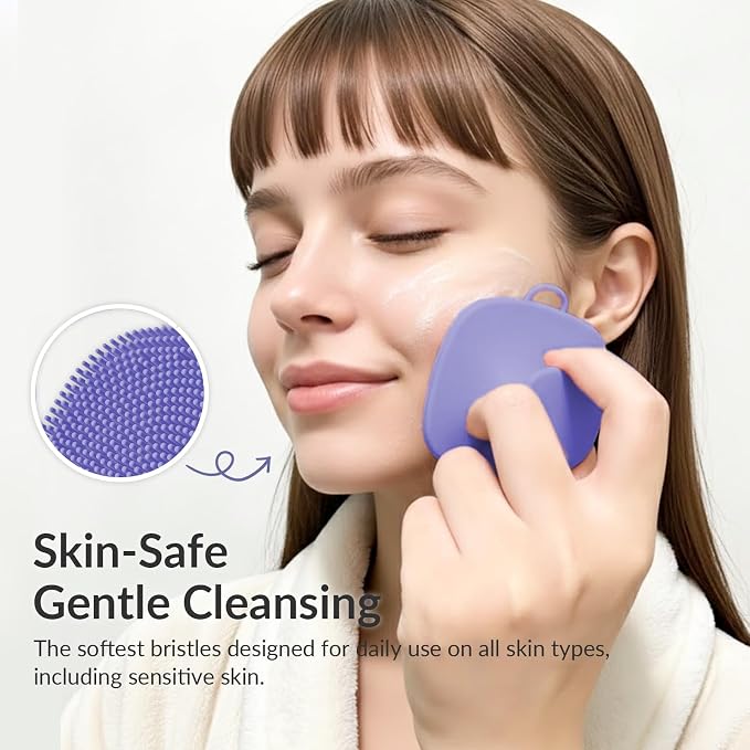 2 Pack Face Scrubber, Silicone Facial Cleansing Brush - Image 4