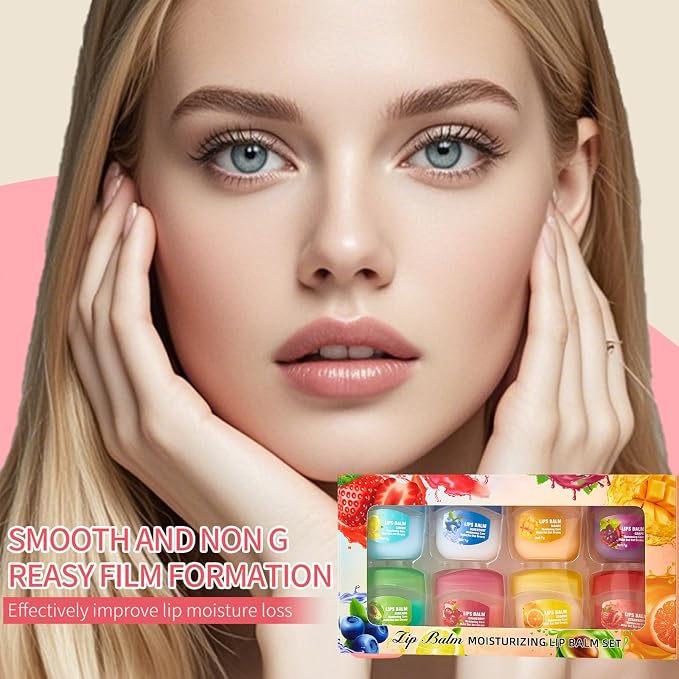 8Piece Set Lip Balm, Moisturizing Lip Care Kit, 8 Fruit Flavored Lip Masks - Image 7