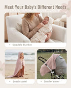 Blissful Diary Muslin Baby Hooded Towel 2 Pack, Soft & Absorbent Bath Towel - Image 6
