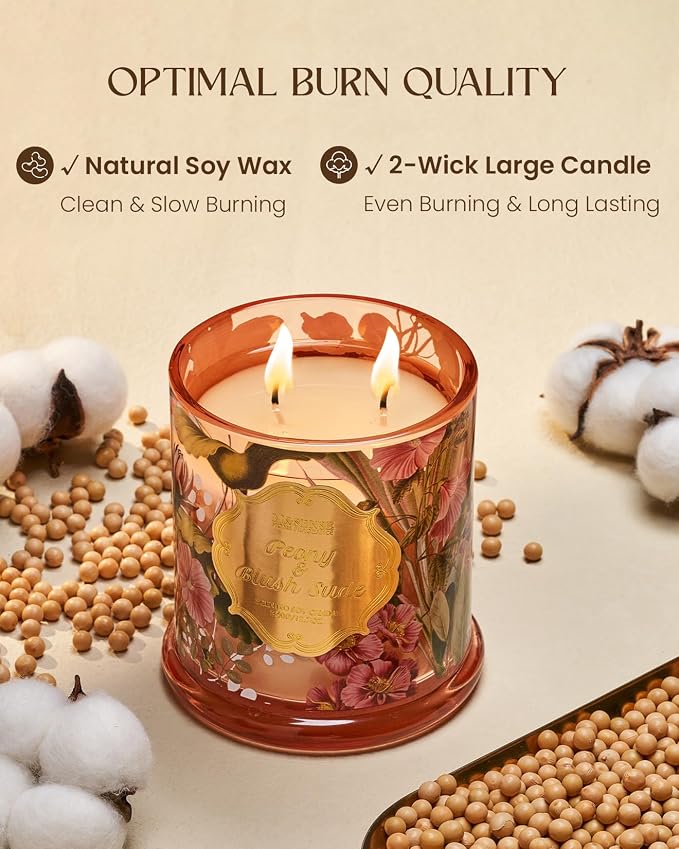 M&SENSE Peony Blush Sude Spring Floral Soy Candle, 12.7oz 75H Non-Toxic Large - Image 7