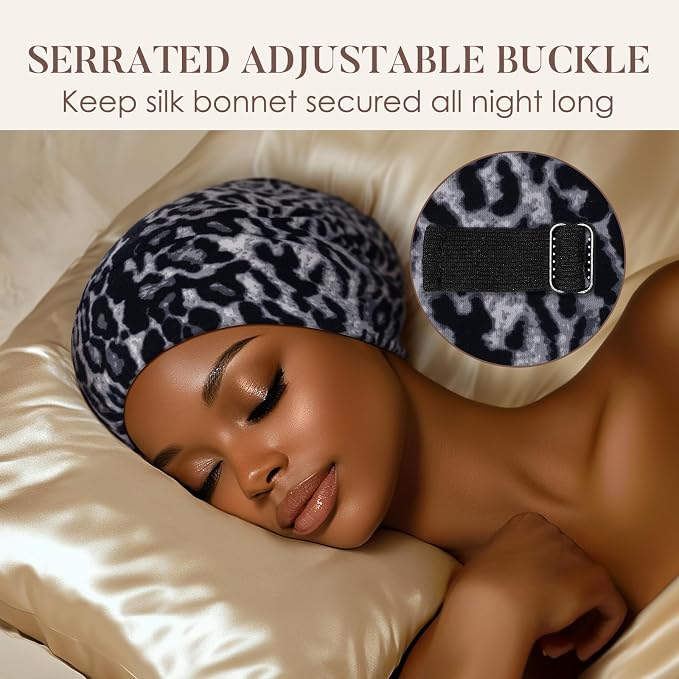 LULUSILK 100% Mulberry Silk Lined Sleep Cap, No More Frizzy Tangled Hair - Image 4
