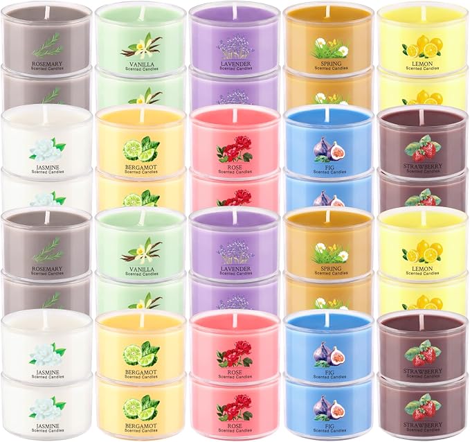 40 Scented Candle Set, 10 Fragrances, 35g Natural Soy Wax Candles - Image 9