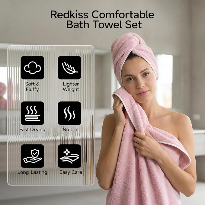 REDKISS 2 Pack Microfiber Extra Large Bath Sheets, 35 x 70 Inches, Super Soft - Image 5