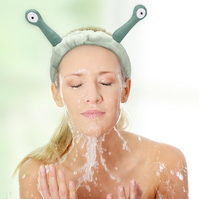 Jowmoy Cute Light green Snail Headband, Wash Face - Image 3