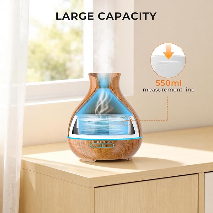 BZseed Aromatherapy Essential Oil Diffuser 550ml 12 Hours Wood Grain Aroma - Image 5