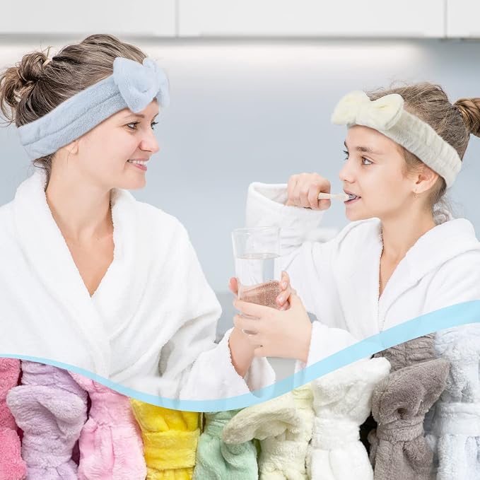 Yinder 40 Pack Bow Spa Headband Coral Fleece Makeup Headband Soft Face Wash - Image 7