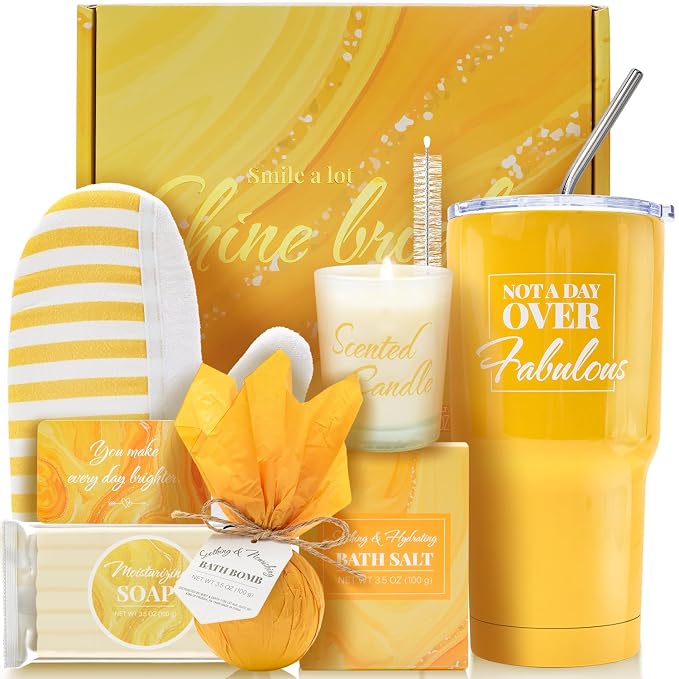 Gift Set for Women 8Pcs Bath and Body Gift Baskets, Vanilla Self Care Present by BFFLOVE