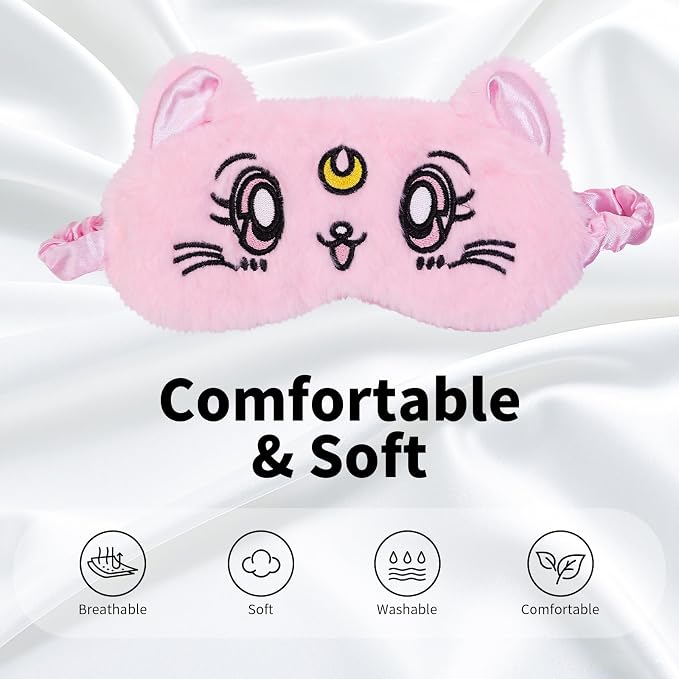 PERFECTSIGHT Sleep Eye Masks, Cute Cat Sleep Eye Cover Lightweight Adjustable - Image 3