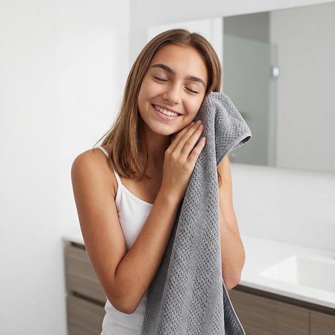 ecolook 4 Pack Microfiber Bath Towels, 31 x 63 inches Extra Large Bath Towel Set - Image 8