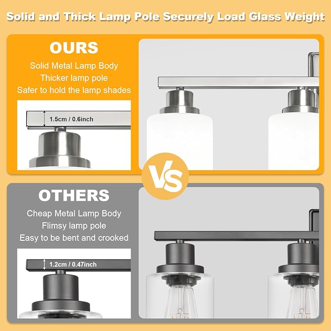 Unicozin 4-Light Bathroom Light Fixtures, Modern Brushed Nickel Vanity Light - Image 4