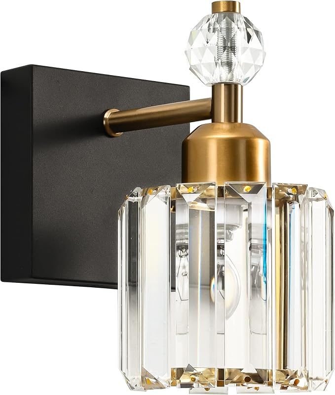 PRESDE 1-Light Bathroom Vanity Light, Modern Black and Gold Wall Sconce by HOME
