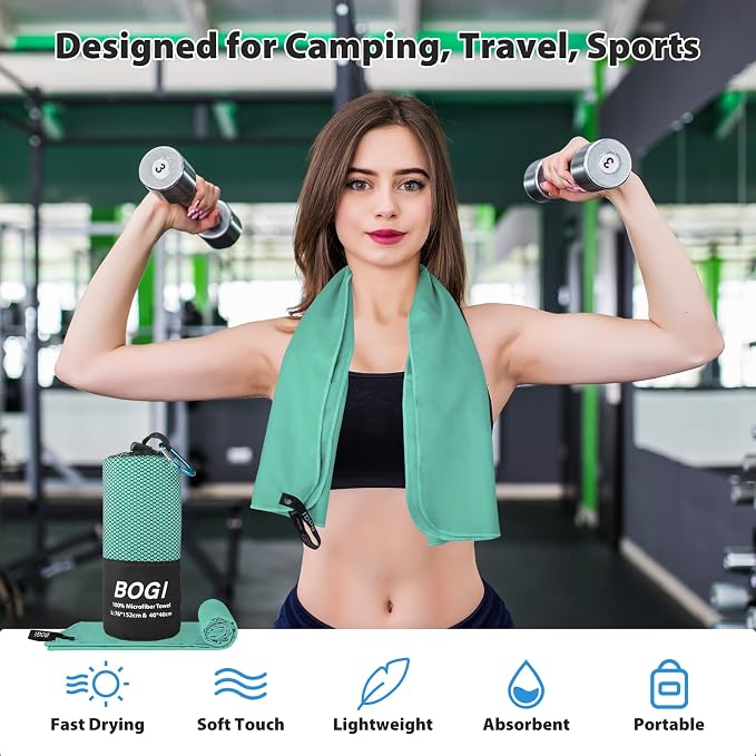 BOGI Microfiber Travel Sports Towel-Quick Dry Travel Soft Lightweight Absorbent - Image 6