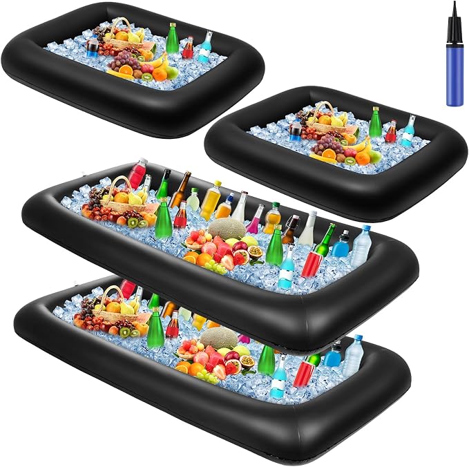 Leitee 4 Pcs Inflatable Ice Serving Bars Buffet Serving Tray Drink Cooler by Leitee