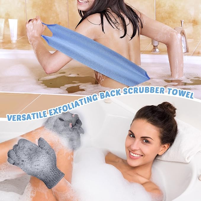 4 Pack Exfoliating Washcloth Back Scrubber Set, 2 Exfoliating Body Scrubber - Image 7