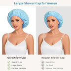Shower Cap for Women Waterproof Reusable, Large Shower Cap Non-Slip - Image 3