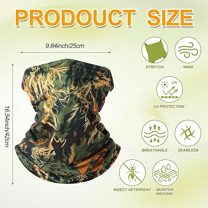 SATINIOR Summer Camo Neck Gaiter UV Protection Cooling Face Mask Sun Hood - Image 2