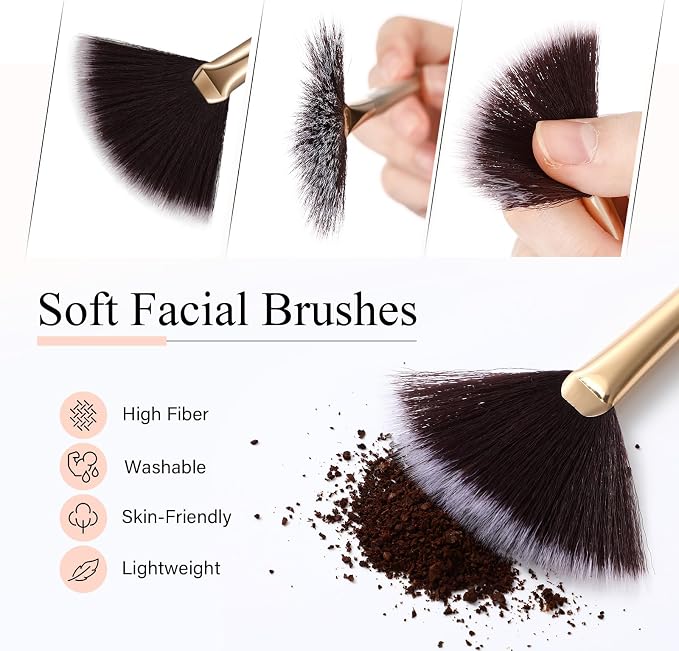 9 Pieces Facial Fan Mask Brushes, Soft Facial Applicator Brushes Tools - Image 4