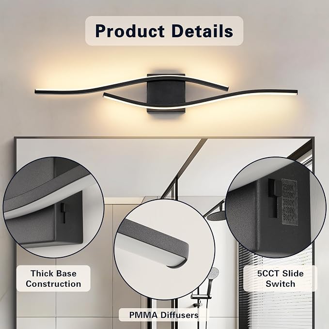 Joossnwell Bathroom Vanity Light Modern Bathroom Lighting Fixture Over Mirror - Image 7