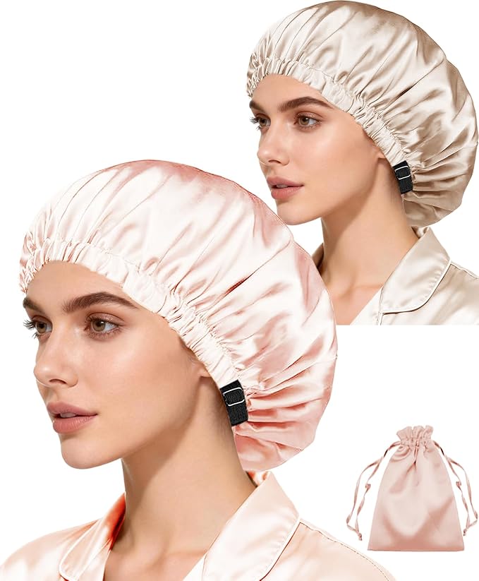 3Pcs Hair Bonnets For Sleeping Satin Bonnet For Women Silk Bonnets Womens Curly by WJingYiJia