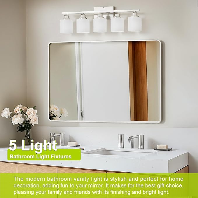 Sailstar 5-Light Bathroom Light Fixture, Brushed Nickel Vanity Lights Over - Image 2