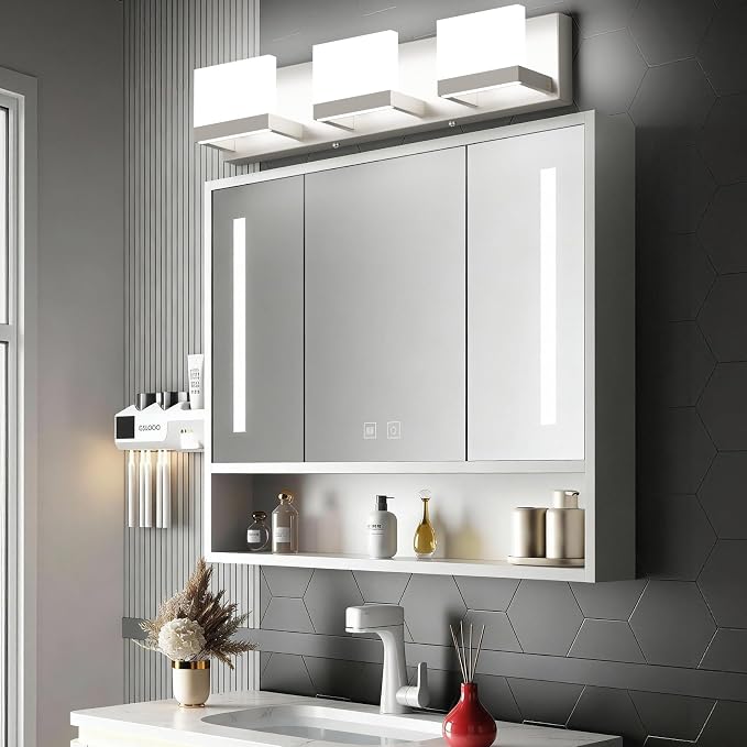 Tipace 3 Lights LED Modern Vanity Light Brushed Nickel Bathroom Lighting - Image 5