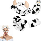 4PCS Cow Print Headbands for Washing Spa Face Wristband Set, Bath Makeup by Nabegum