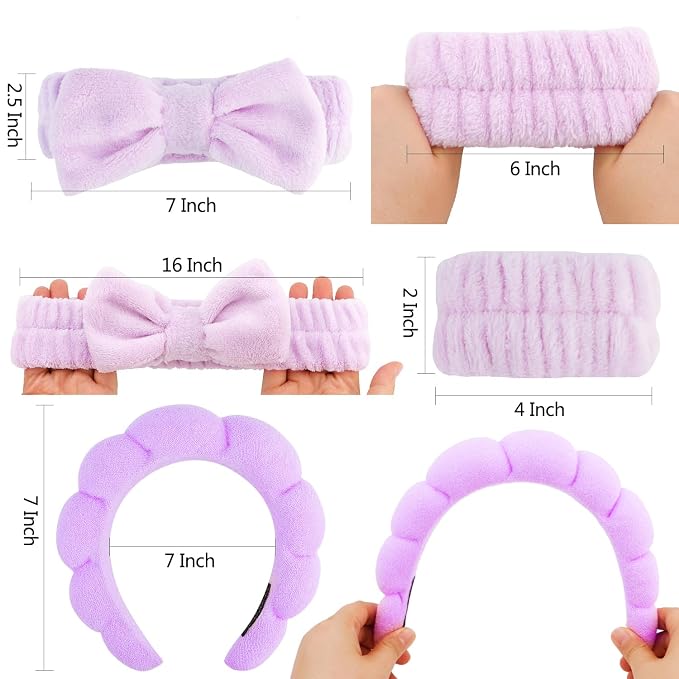 Chanaco Makeup, Skincare & Face Wash Headband, Wrist Towels, Spa Headband - Image 6
