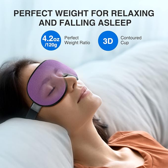 YFONG Weighted Sleep Mask, Women Men 3D Eye Mask Blocking Lights Sleeping Mask - Image 2