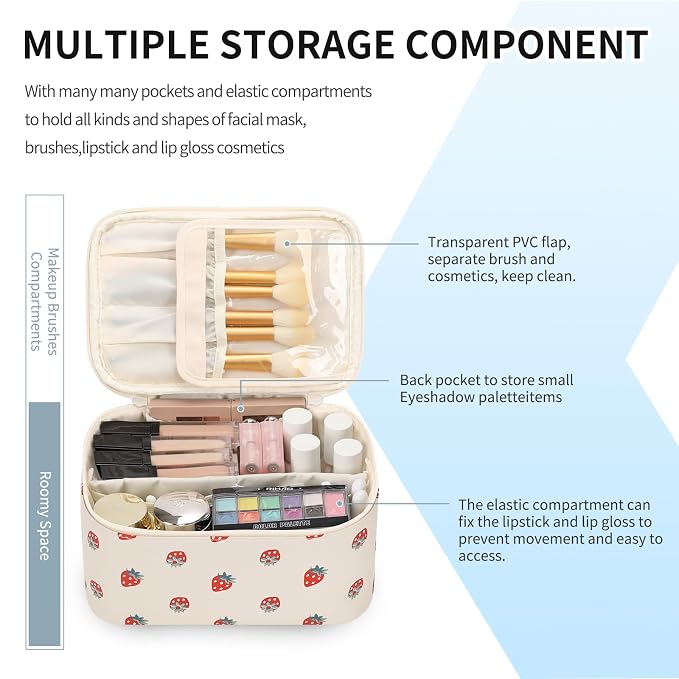 OCHEAL Makeup Bag, Travel Makeup Organizer Bag, Large Capacity Cosmetic Bags - Image 2