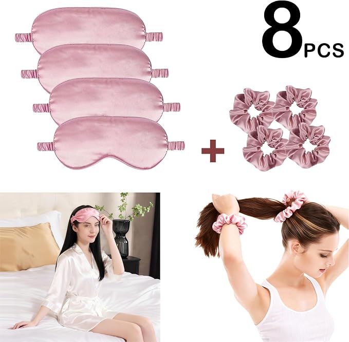 Satin Eye Mask 8Pcs Silk Sleep Masks Silky Blindfold Eyeshade Blackout Eyes - Image 2