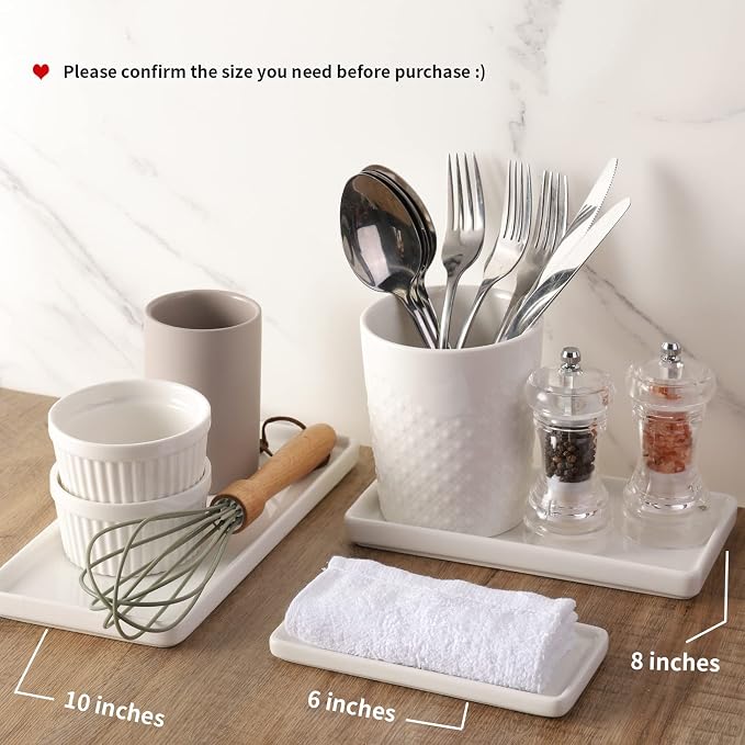 Gurygo 2 Pack 8"/10" Bathroom Trays, Ceramic Vanity Trays - Image 6