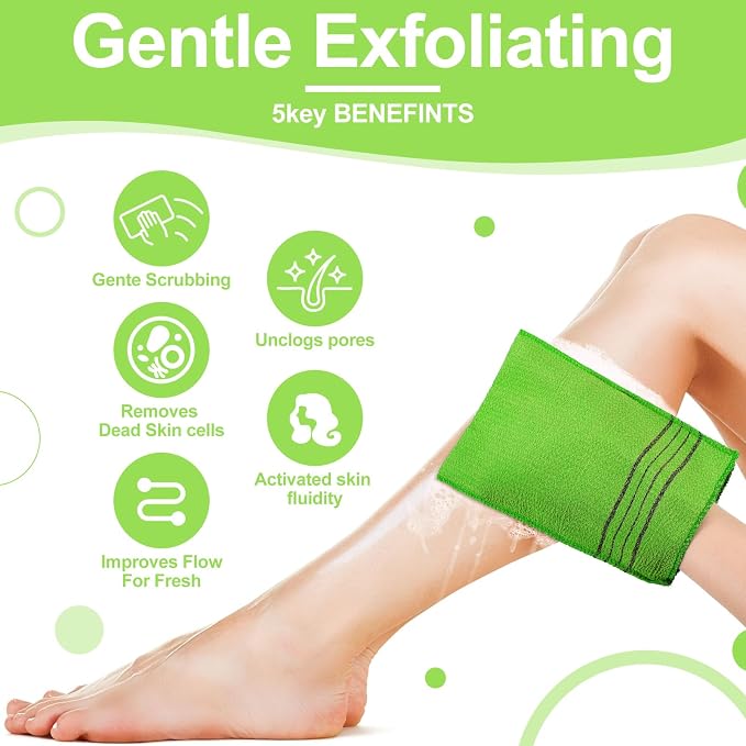Tatuo 12 Pieces Korean Exfoliating Mitt Glove Italy Towel Body Skin Scrubber - Image 5
