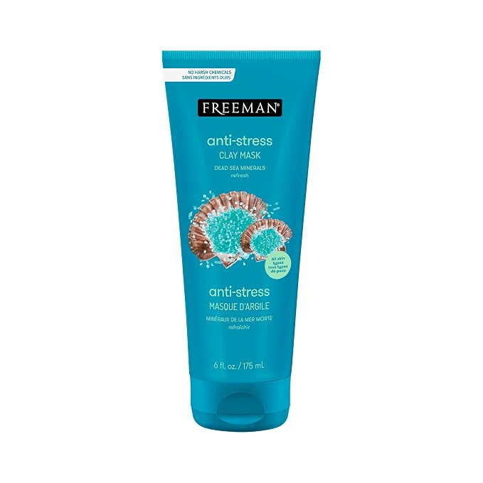 Freeman Anti-Stress Clay Mask, Dead Sea Mineral Face Mask, Lavender & Sea Salt by Freeman