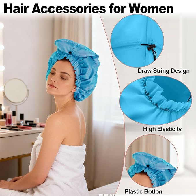 ELEBOX 4 Pack Extra Large Shower Cap - Image 4