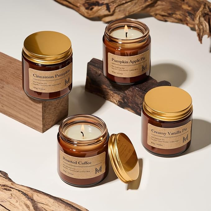 M&SENSE 4 Pack Fall Christmas Candle Gift Set, Aromatherapy Candle Gift - Image 5